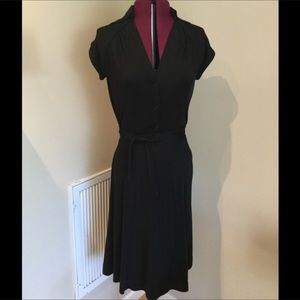 BCBGMaxAzria black silk button front dress